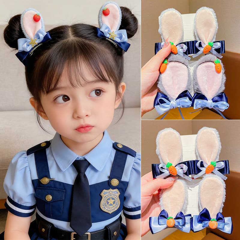 หูกระต่ายแบบตำรวจและกิ๊บรัดผมลายจูดี้โบว์ สำหรับทรงผมกลมและรูปปากเป็ด รูปที่ 2