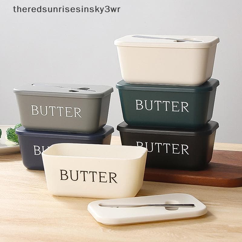 Butter Container Food Grade PP Box ร้านอาหารปิดผนึกกล่องเก็บชีสจานพร้อมมีดเครื่องตัดเนย Butter Tableware รูปที่ 1