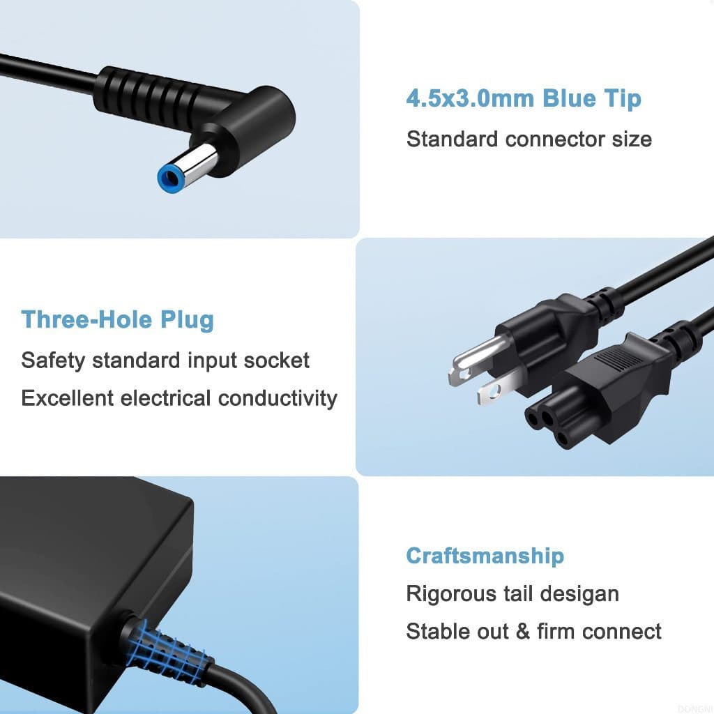 For HP Battery Adapter 45/65W 19.5V 3.33A, head size 4.5*3.0mm Blue Tip Laptop Adapter for HP Pavilion x360 11 13 15 รูปที่ 3