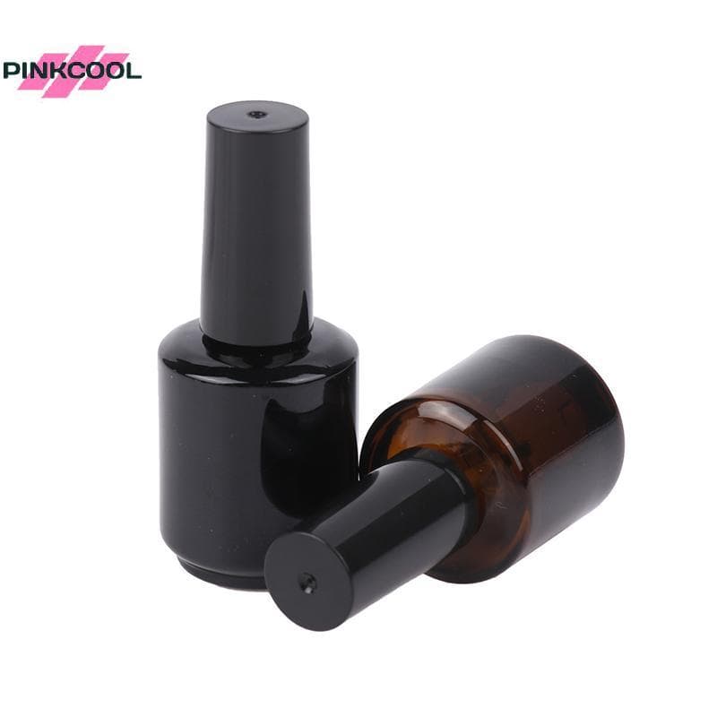 PINKCOOL 15ml แก้วใสขวดยาทาเล็บที่ว่างเปล่าพร้อมฝาปิดแปรงภาชนะเครื่องสําอางขวดแก้วเล็บพร้อมแปรงร้อน รูปที่ 5
