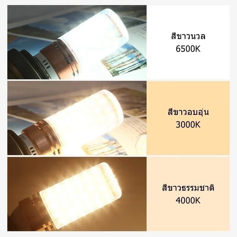 หลอดไฟข้าวโพด LED ขั้วE27 ขั้วE14 12W ประหยัดไฟ สีขาว สีวอร์ม สี4000K 3สี เม็ดLED60ดวง BuildCore รูปที่ 4