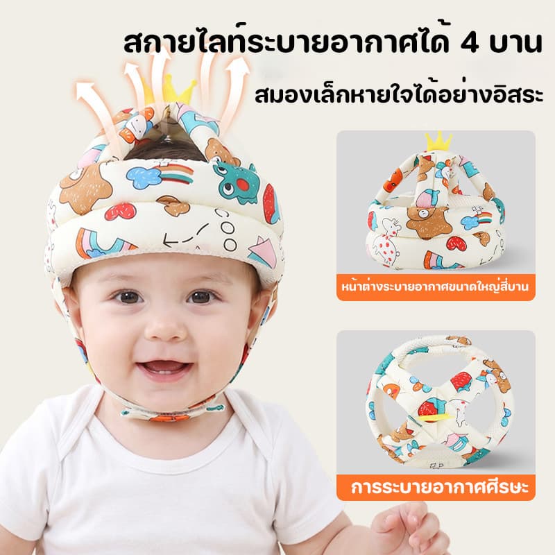 หมวกป้องกันสำหรับเด็ก ปกป้องหัวของเด็ก ปรับขนาดได้ 360 องศา ป้องกันการบาดเจ็บ เด็กหัดเดิน รูปที่ 4