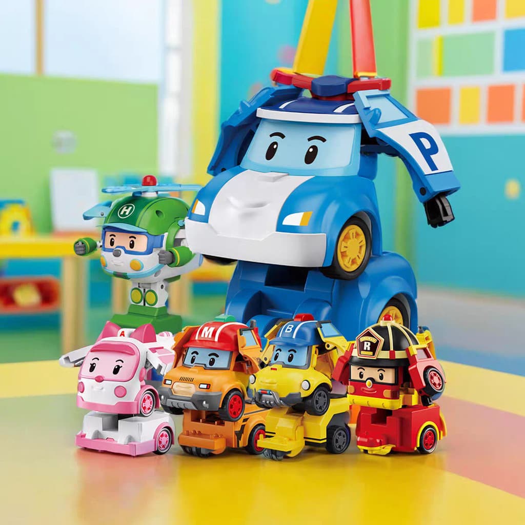 ของเล่นเด็ก Robocar Poli รถตำรวจ รถดับเพลิง รถพยาบาล หุ่นยนต์เปลี่ยนรูป ดึงกลับ บทบาทสมมติ ทีมกู้ภัยของขวัญเด็ก รูปที่ 2