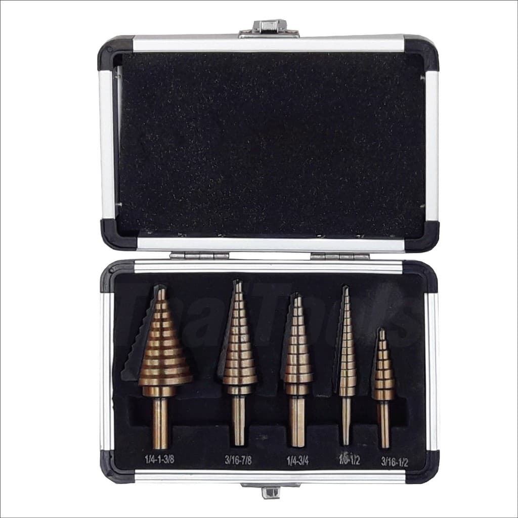 STEP DRILL SET 5 ดอกสว่านเจาะขยายรู ดอกสว่านทรงเจดีย์ ดอกเจาะคว้านรู ชุบไทเทเนียม อย่างดี 5 ขิ้น ล็อตสุดท้าย รูปที่ 5
