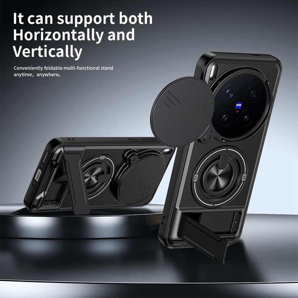 360 ที่วางแหวนเคสโทรศัพท์เหมาะสําหรับ Vivo X300 Pro 5G สไลด์กล้องป้องกันขาตั้งตรงแม่เหล็กติดรถยนต์กันกระแทกฝาครอบป้องกัน รูปที่ 4