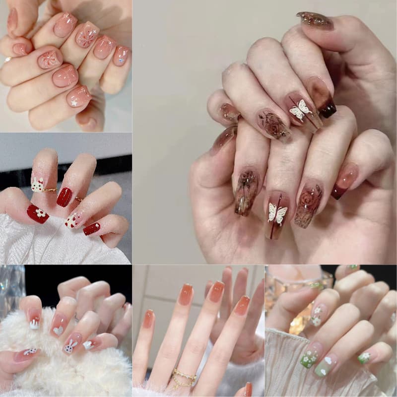 24PCS / ชุดเลือกการผสมผสานของเล็บปลอมที่สามารถสวมใส่ได้เป็นเวลานานกันน้ำแข็งแรงและใช้ใหม่ได้ รูปที่ 1