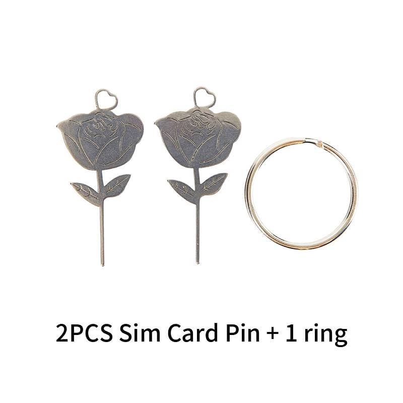 2 ชิ้น/เซ็ต Rose Shape เข็มสแตนเลสสําหรับสมาร์ทโฟนซิมการ์ดถาดกําจัด Eject Pin Key เครื่องมือ Universal Thimble รูปที่ 9