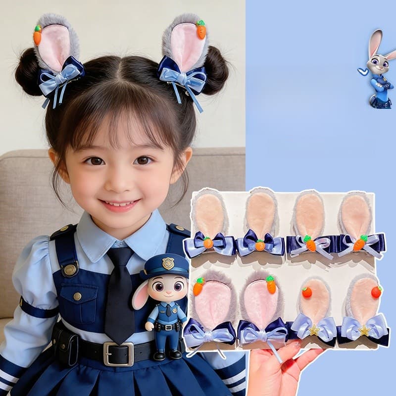 หูกระต่ายแบบตำรวจและกิ๊บรัดผมลายจูดี้โบว์ สำหรับทรงผมกลมและรูปปากเป็ด รูปที่ 1