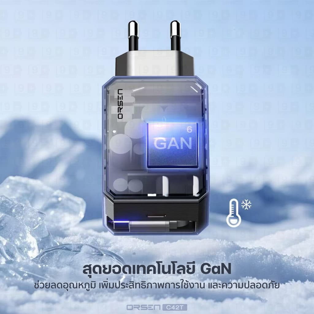 Orsen by Eloop C42T GaN Charger 65W หัวชาร์จ PD QC PPS Type C ชาร์จเร็ว adapter notebook มอก. รูปที่ 5