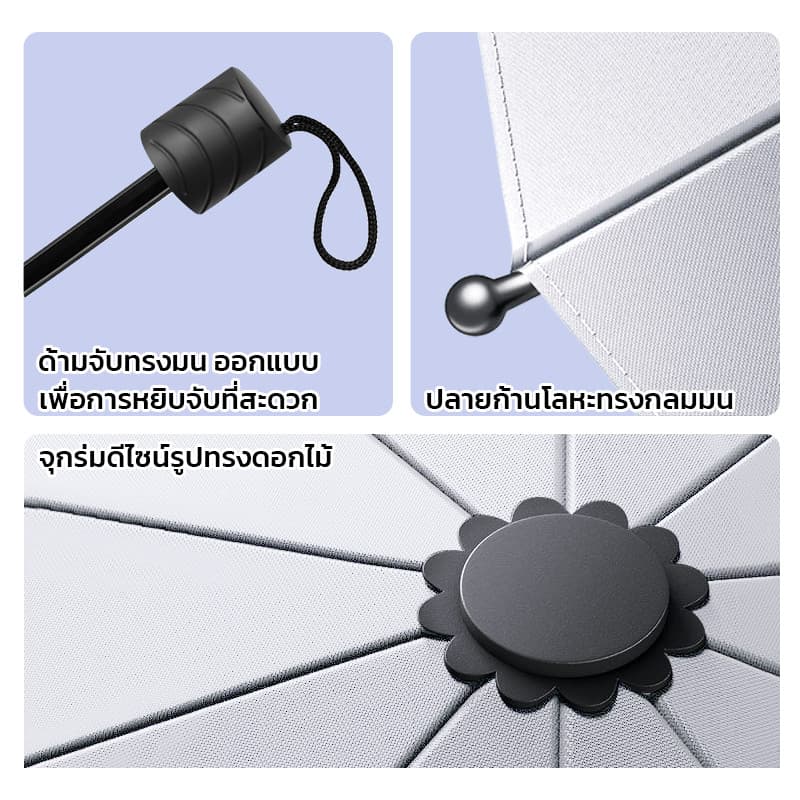 MAYNOS ร่มพับพกพา 12 ก้าน หน้ากว้างพิเศษ 126cm กันแดด UV >99% นวัตกรรมพับย้อนกลับ กันฝนเทฟลอน รูปที่ 6