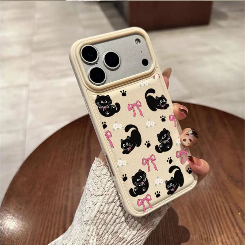 แมวผูกโบว์ รุ่นใหม่ สําหรับ iPhone 17 16 15 14 13PRO 12 12pro 11 11pro 14/15plus 17ProMax 17Pro เคสโทรศัพท์กันกระแทก รูปที่ 4