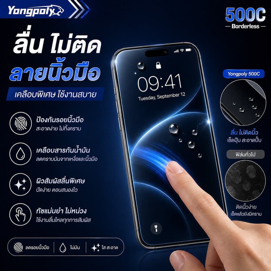 ฟิล์มกระจก 500C เต็มจอ ไร้ขอบ HD ใส กันกระแทก ไม่ดันเคส กันฝุ่นลำโพงสำหรับ IPHONE XR 11 12 13PROMAX 14PRO 15 16PROMAX 17 รูปที่ 5
