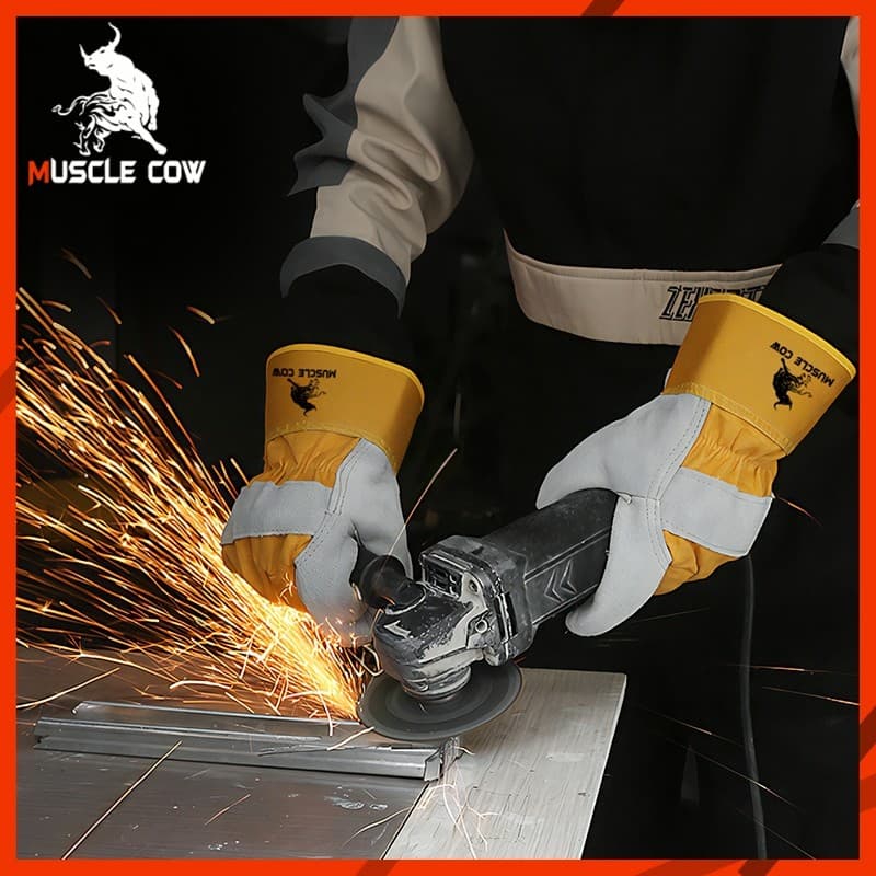 ถุงมือหนังงานเชื่อม 10.5" และ13" Muscle Cow ทำจากหนังวัวชั้นที่ 2 ทั้งชิ้น เบาและสามารถระบายอากาศได้ดี รูปที่ 3