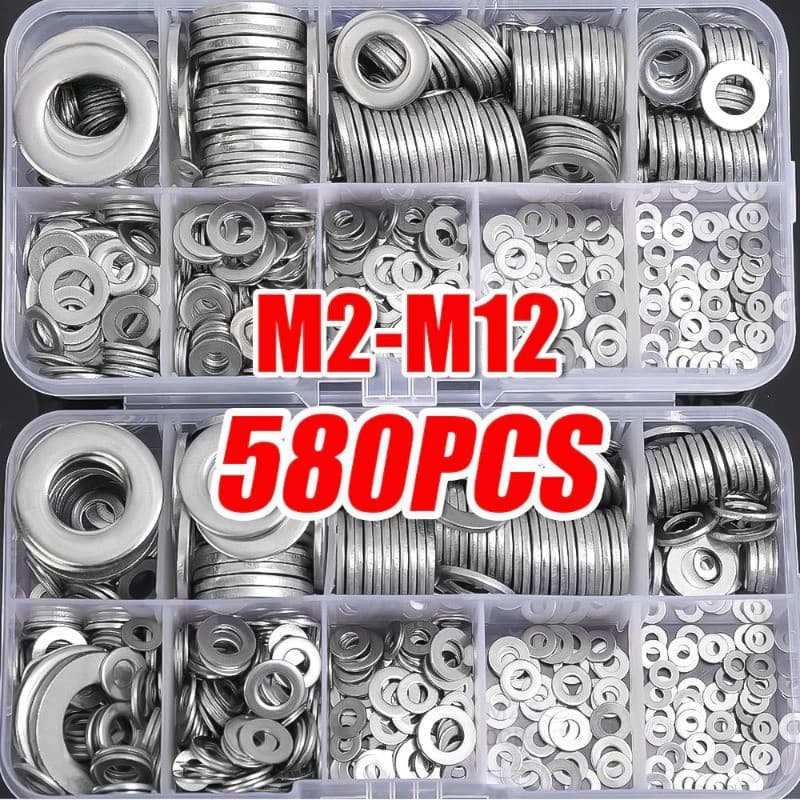 ชุดกล่อง แหวนอีแปะ 360 ตัว M2 M2.5 M3 M4 M5 M6 M8 M10 สแตนเลส Washer 360pcs Box set รูปที่ 2