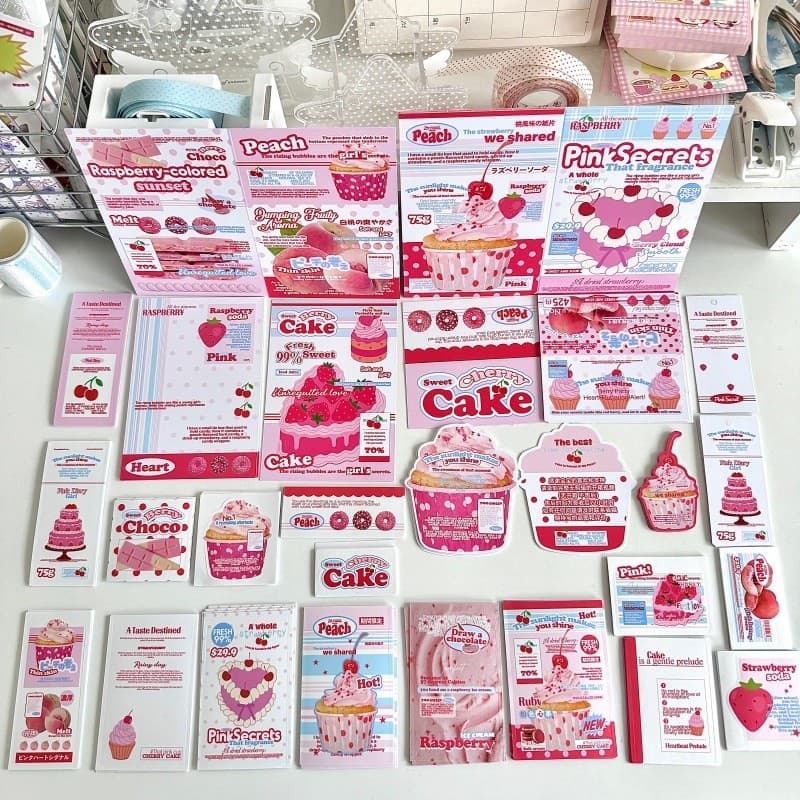 22ชิ้น/เซ็ตหวานเบอร์รี่เค้กปิดผนึกสติกเกอร์การ์ดอวยพรชุดวัสดุบรรจุภัณฑ์ ทําเอง ตกแต่ง รูปที่ 1