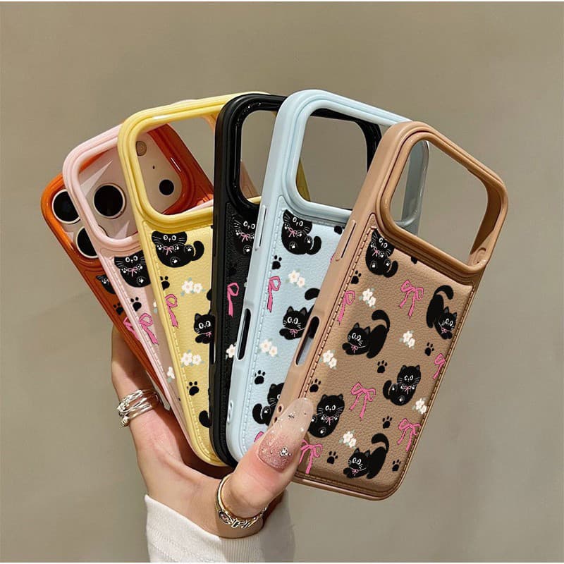 แมวผูกโบว์ รุ่นใหม่ สําหรับ iPhone 17 16 15 14 13PRO 12 12pro 11 11pro 14/15plus 17ProMax 17Pro เคสโทรศัพท์กันกระแทก รูปที่ 3