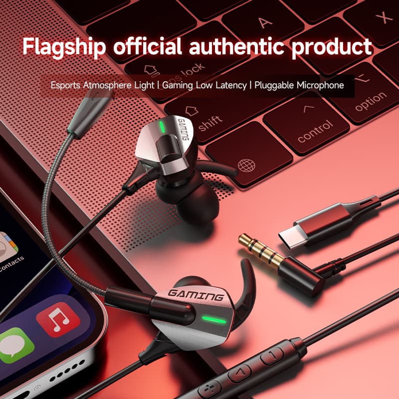 SPRISE G68 หูฟังแบบมีสายสําหรับเล่นเกม Esport พร้อม 2 ไมโครโฟนเบส Latency ต่ําพิเศษ HiFi หูฟัง Universal 3.5 มม./TypeC รูปที่ 7