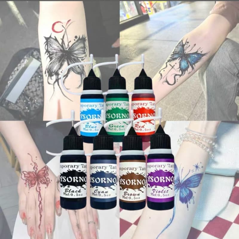 DZB HOME ชุดหมึกสัก Tattoo ชั่วคราว กันน้ำ ติดทนนาน 7-15 วัน มีให้เลือกหลายสี สวยง่ายไม่ต้องเจ็บตัว รูปที่ 9