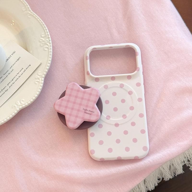 ขายึดลายจุดสีชมพูเหมาะสําหรับ 17 แอปเปิล 17โปรแม็กซ์ไอโฟน16 เคสโทรศัพท์ 15 นุ่ม 13 ดาว เคสป้องกันแม่เหล็ก รูปที่ 9
