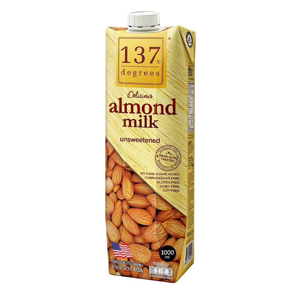 137 ดีกรี นมอัลมอนด์สูตรอันสวีทเทนด์ 1ลิตร 137 DEGREES ALMOND MILK UNSWEETENED 1 L. รูปที่ 1
