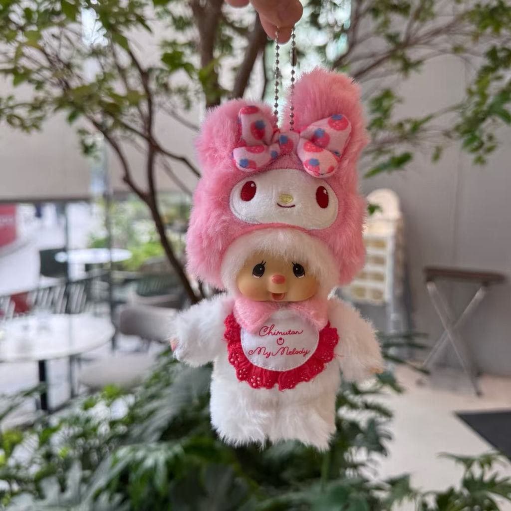 จัด 15 ซม. พวงกุญแจตุ๊กตา Monchhichi, My Melody Monchhichi, Kuromi Monchhichi สําหรับแฟน/แฟน/เด็ก รูปที่ 2