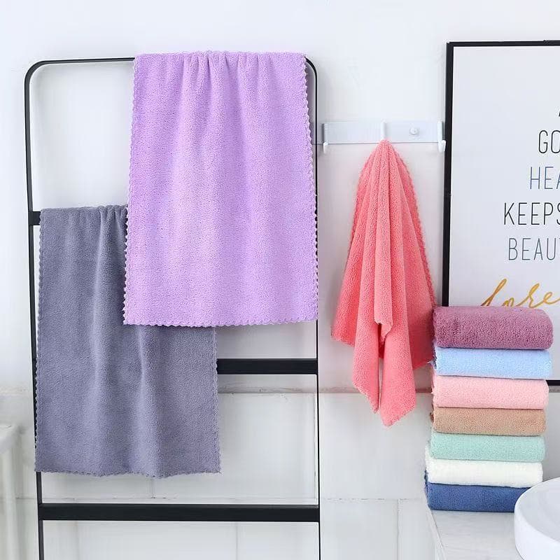 ผ้าขนหนูนาโน เช็ดตัว Towel เนื้อผ้าหนา นุ่ม สีสดใส สามารถเลือกสีได้ ขนาด middle 30*60cm รูปที่ 3