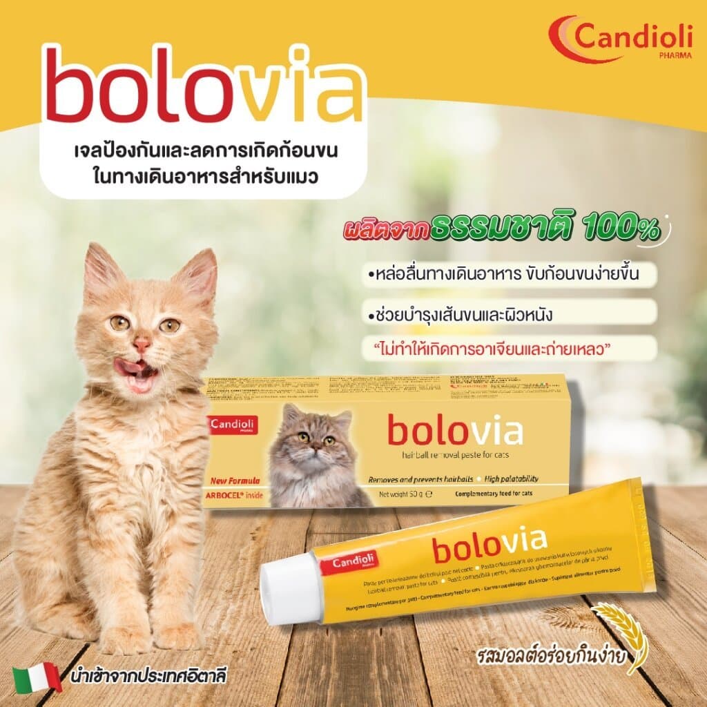 Candioli : BoloVia เจลป้องกันและกำจัดก้อนขน สำหรับแมว จากประเทศอิตาลี 50 g. รูปที่ 3