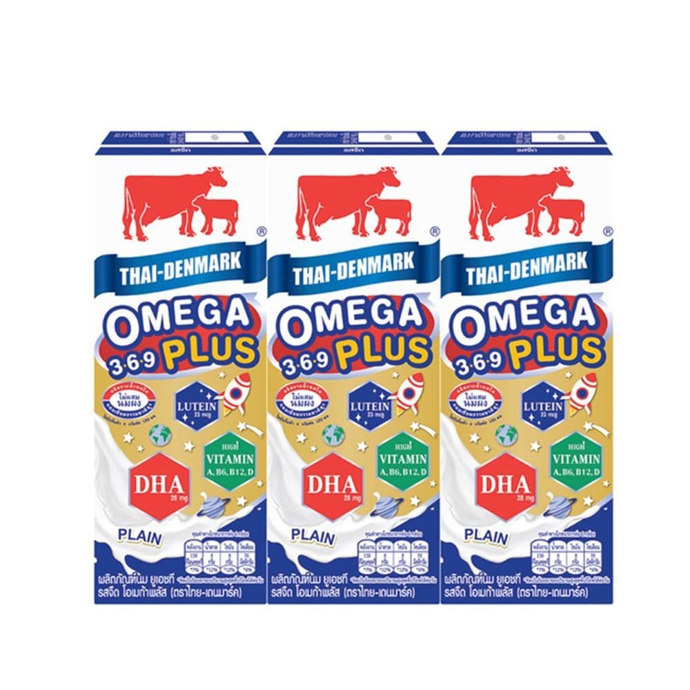 ไทยเดนมาร์ค UHTรสจืดโอเมก้าพลัส180มล แพ็ค 3 THAI DENMARK PLAIN MILK OMEGA PLUS 180ML PACK 3 รูปที่ 1