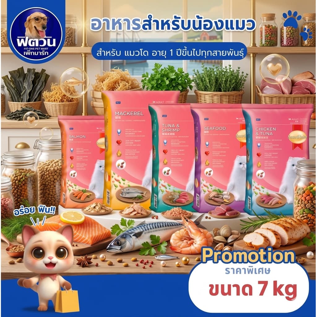 อาหารแมว Smart Heart แมวทุกสูตร ขนาด 7 กิโลกรัม{อาหารแมวเม็ด} รูปที่ 1