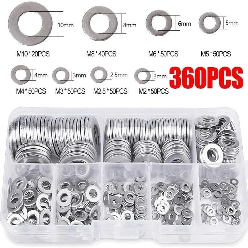 ชุดกล่อง แหวนอีแปะ 360 ตัว M2 M2.5 M3 M4 M5 M6 M8 M10 สแตนเลส Washer 360pcs Box set รูปที่ 4