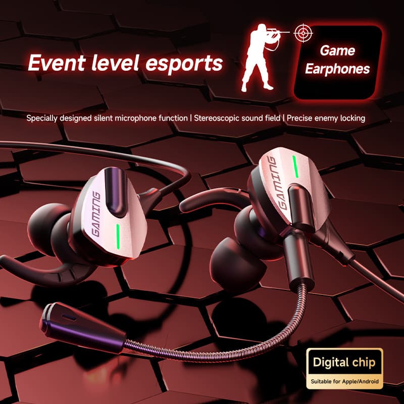 SPRISE G68 หูฟังแบบมีสายสําหรับเล่นเกม Esport พร้อม 2 ไมโครโฟนเบส Latency ต่ําพิเศษ HiFi หูฟัง Universal 3.5 มม./TypeC รูปที่ 2