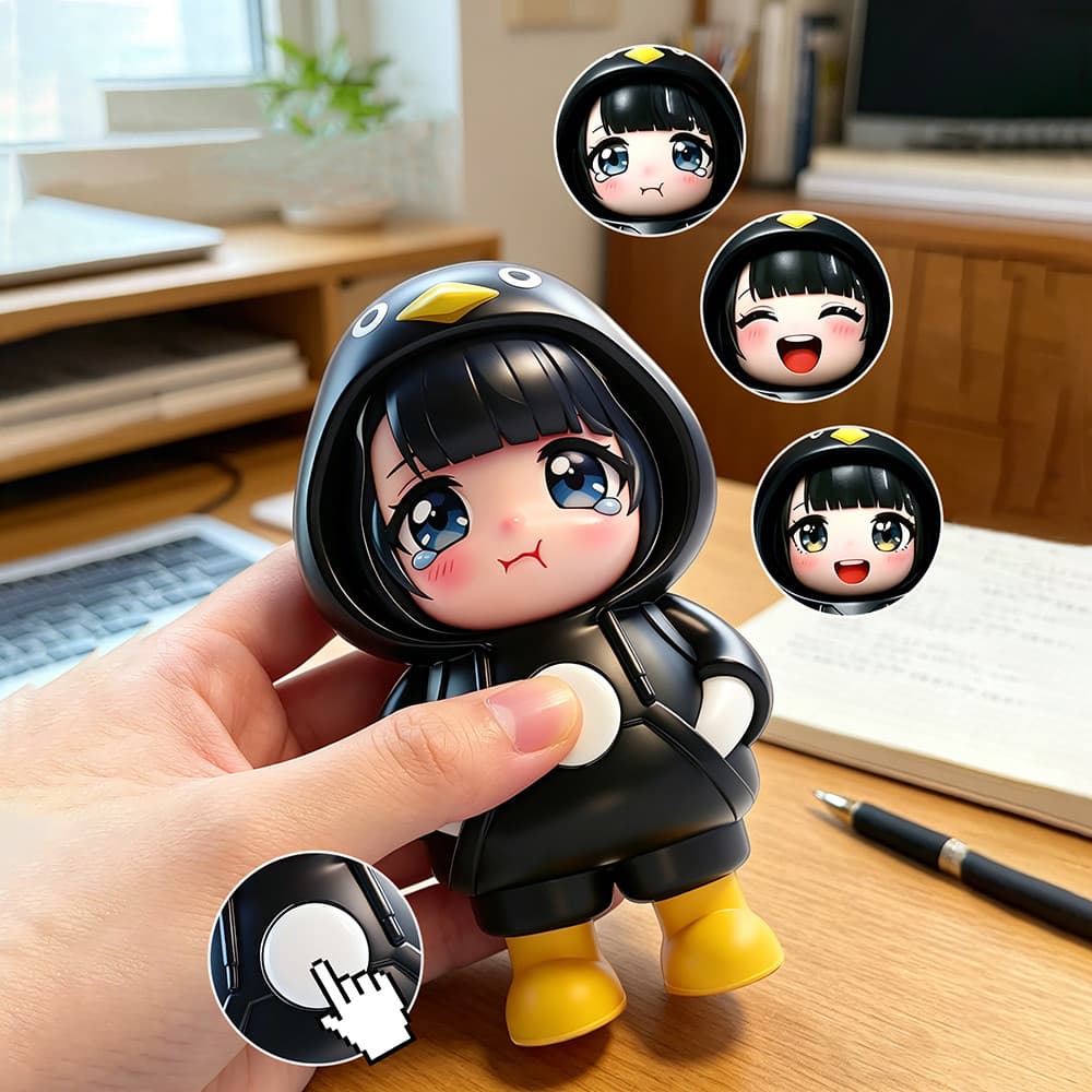 Gugu Gaga Penguin Face เปลี่ยนของเล่นตุ๊กตา Arknights: Endfield Endmin น่ารักสนุกพวงกุญแจอินเทรนด์กระเป๋าเครื่องประดับจี้ รูปที่ 2