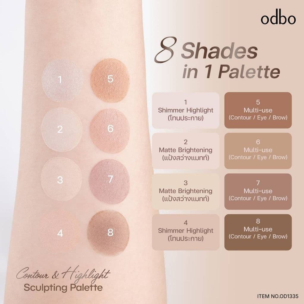 ของแท้·ส่งด่วน·ถูกOdbo Contour&Highlight Sculping Palette #OD1335 โอดีบีโอ คอนทัวร์ แอนด์ ไฮไลต์ สกัลป์ติง x 1 dayse รูปที่ 6