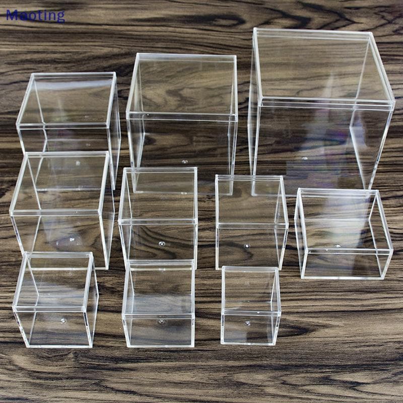 กล่องพลาสติกใสสูงทรงสี่เหลี่ยม Betta Breeding Box Mini Candy Slime Crystal Mud Paaging Box รูปที่ 1