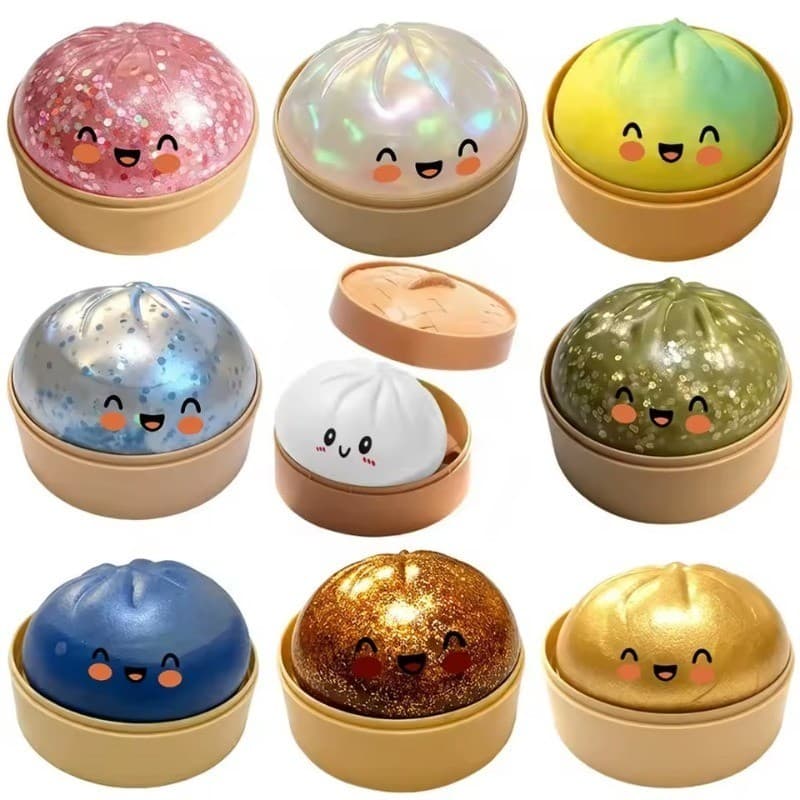 Glitter Dumpling Squishies ของเล่น Bun Baozi Dumpling Mystery กล่องที่มีสีสันอาหาร Squishy Sensory Fidget ของเล่น Anti Stress Squeeze ลูก รูปที่ 1