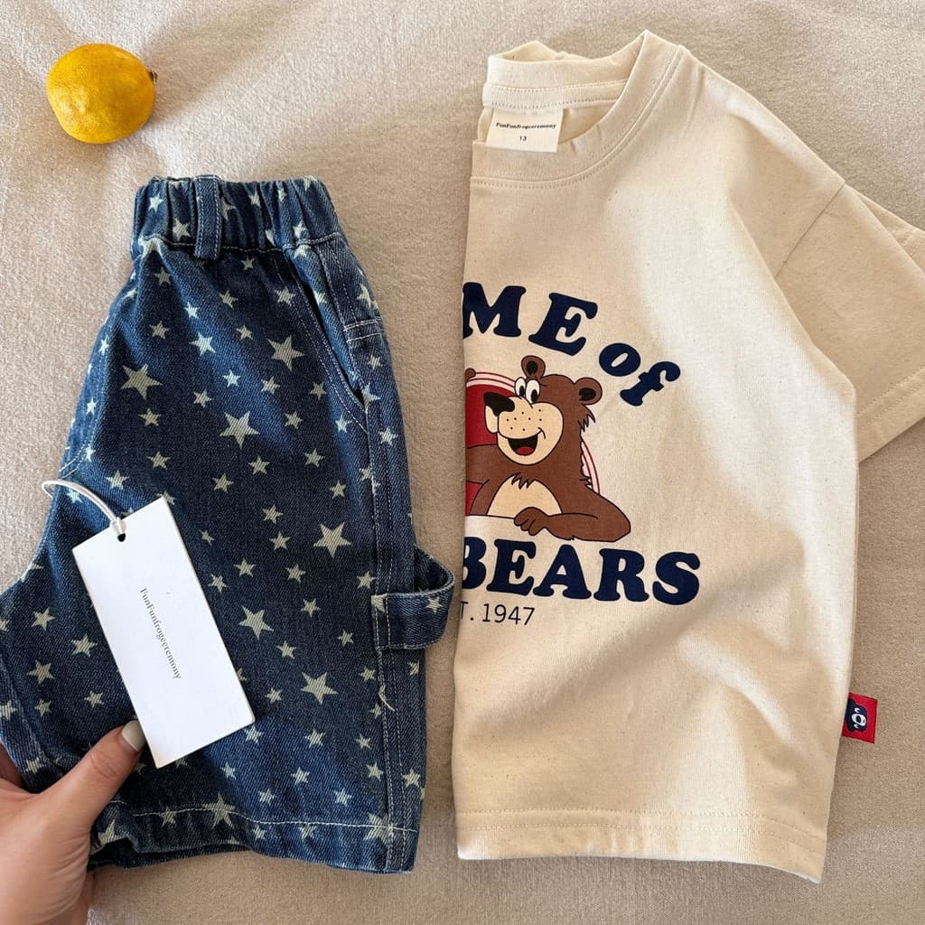 「สินค้าลิขสิทธิ์แท้」IRIS KIDS 26ss FUNFUN IKS260370 Home of Bears Apple Tee เสื้อยืดเด็ก ลายหมี แอปเปิ้ล วินเทจ น่ารัก รูปที่ 3