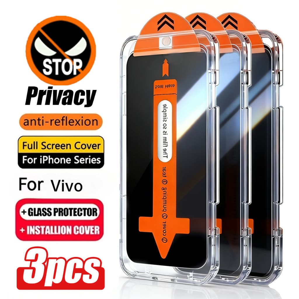 3PCS ฟิล์มกระจกนิรภัย for Vivo Y200 Y02S Y03 Y11 Y15 Y16 Y17s Y18 Y19S Y20S Y21 Y22S Y27S Y19 Y55 Y30 Y33S Y52S Y28 V23e รูปที่ 1