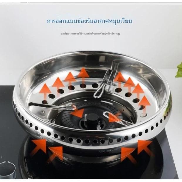 หนาพิเศษ!!! ฝาครอบเตาแก๊สสแตนเลส บังลม ช่วยประหยัดพลังงาน ขนาด 30 ซม. รูปที่ 2