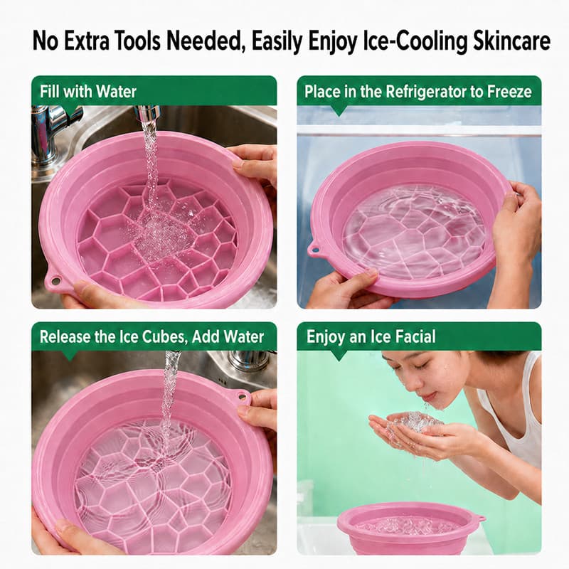 nestthaiice bath อ่างล้างหน้า ซิลิโคนพับได้ ถาดน้ำแข็งในตัว ยกกระชับผิวหน้า รูขุมขนเบียด คลายร้อน 2สี รูปที่ 9