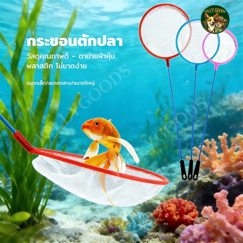 กระชอนตักปลา ที่ตักกุ้งพลาสติก ตาข่ายตักปลา มี 3 ขนาด ใช้งานง่าย รูปที่ 3