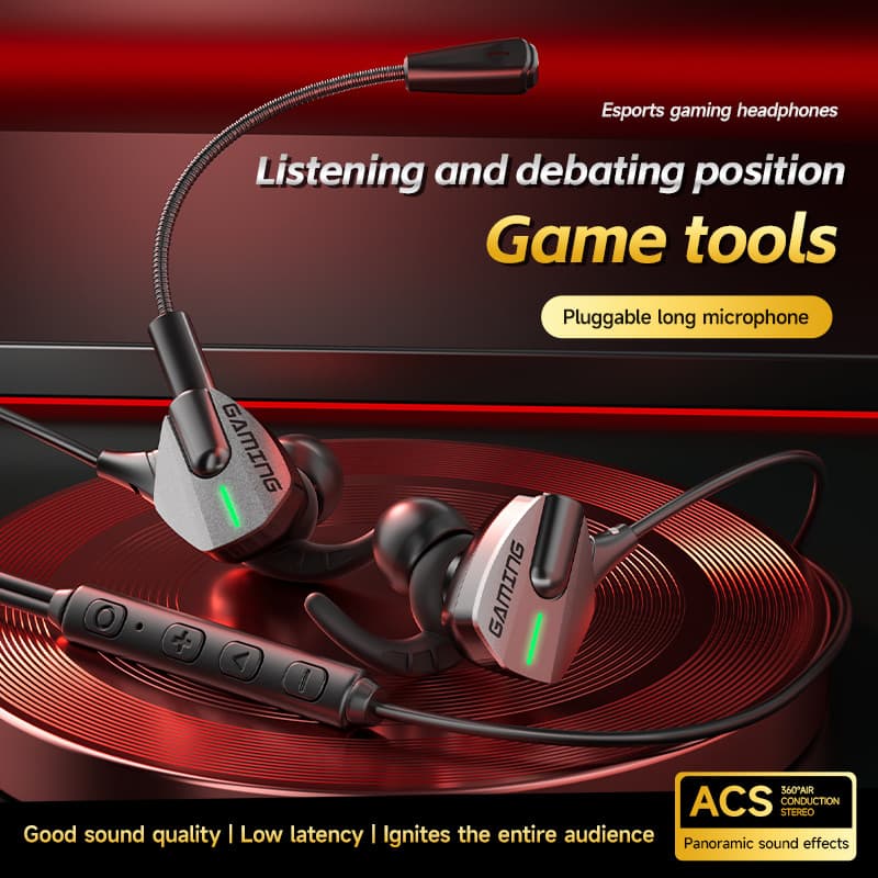SPRISE G68 หูฟังแบบมีสายสําหรับเล่นเกม Esport พร้อม 2 ไมโครโฟนเบส Latency ต่ําพิเศษ HiFi หูฟัง Universal 3.5 มม./TypeC รูปที่ 5
