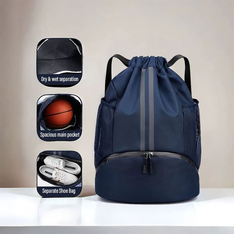 BAGS สะพายหลัง เชือกรูด ขนาดใหญ่ กันน้ํา แบบสะพายหลัง ฟิตเนส เข้ายิม กลางแจ้ง สำหรับพกพาเล่นกีฬา รูปที่ 7