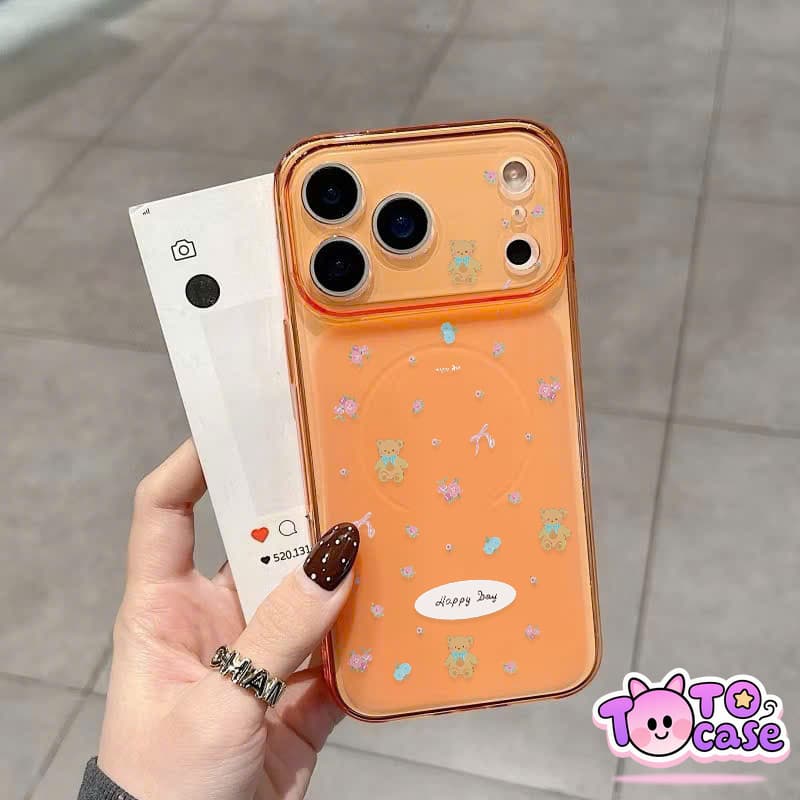 เคสไอโฟน16 เหมาะสำหรับ IPhone 12 11 17 15 14 13 Pro MAX 15 Plus Air เคสโทรศัพท์โปร่งใสลายดอกไม้และหมีเท็ดดี้ รูปที่ 5