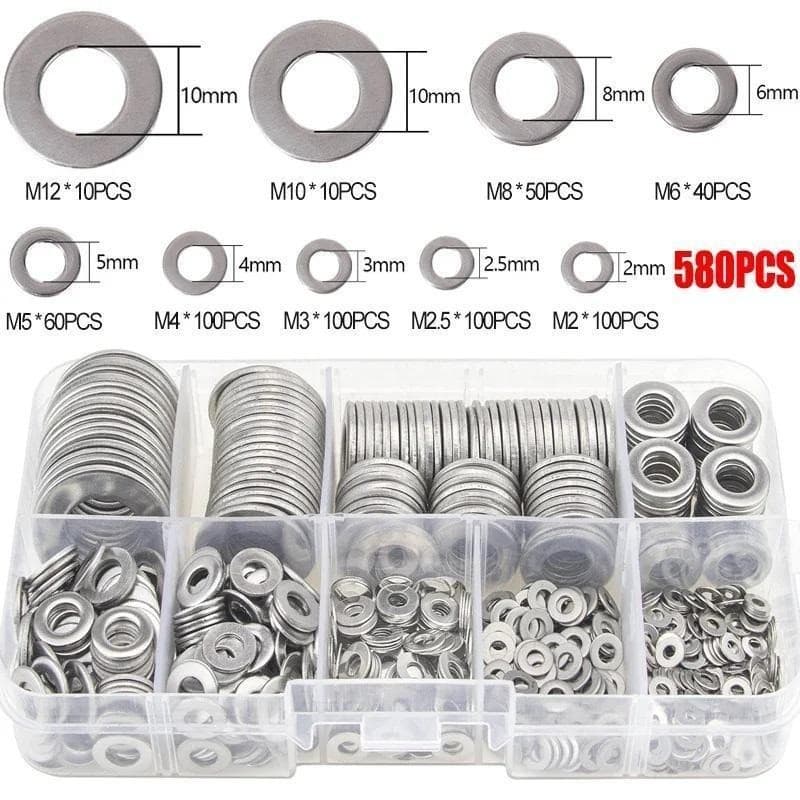 ชุดกล่อง แหวนอีแปะ 360 ตัว M2 M2.5 M3 M4 M5 M6 M8 M10 สแตนเลส Washer 360pcs Box set รูปที่ 3