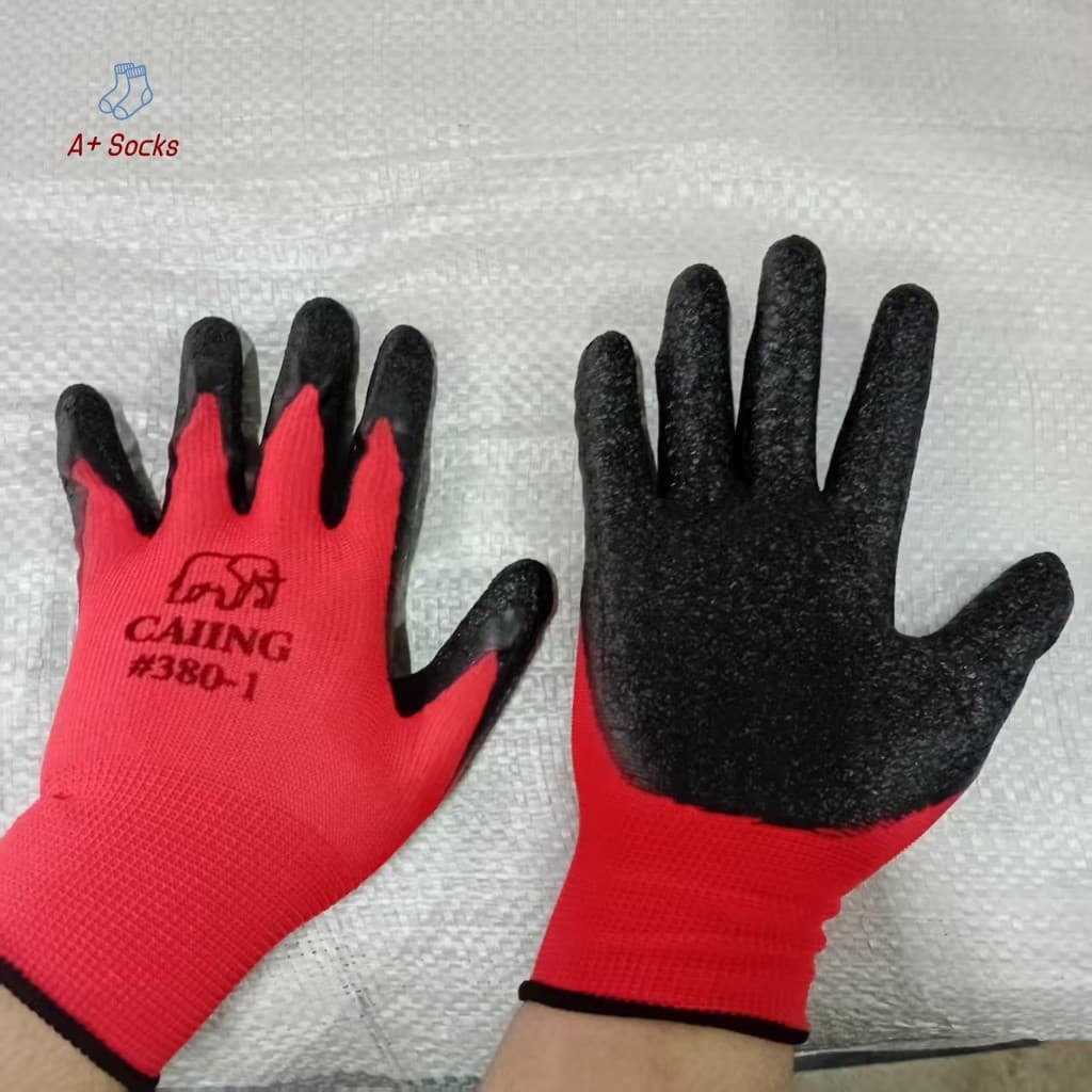 หนาทนต่อการใช้งาน ถุงมือทํางาน ถุงมือเคลือบยางอย่างดี 380 ถุงมือยาง สีที่ส่งมาจะเป็นแบบสุ่ม รูปที่ 7