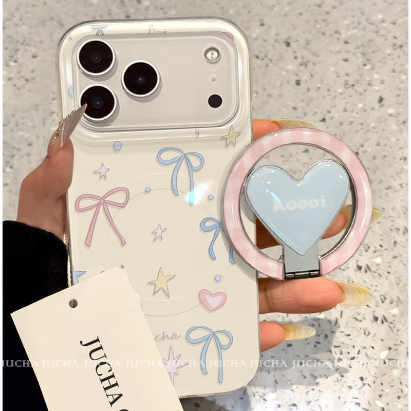 เคสแม่เหล็ก Bowknot Love Heart ขาตั้งพับ Samsung S26 S22 S23 S24 S25 ultra Girl S25FE ใหม่เคสโทรศัพท์ป้องกันกรณี S24FE รูปที่ 5