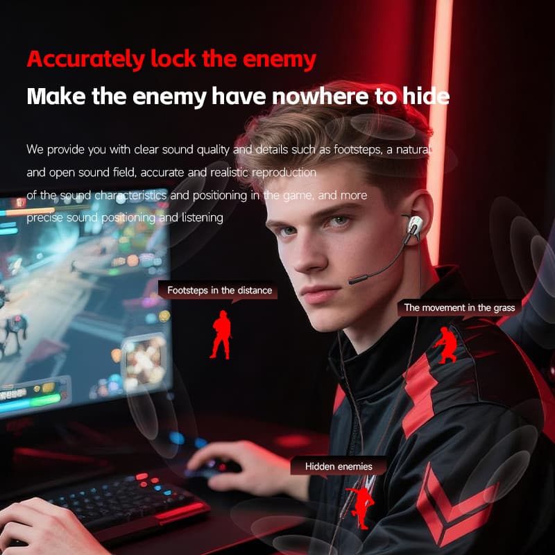 SPRISE G68 หูฟังแบบมีสายสําหรับเล่นเกม Esport พร้อม 2 ไมโครโฟนเบส Latency ต่ําพิเศษ HiFi หูฟัง Universal 3.5 มม./TypeC รูปที่ 3