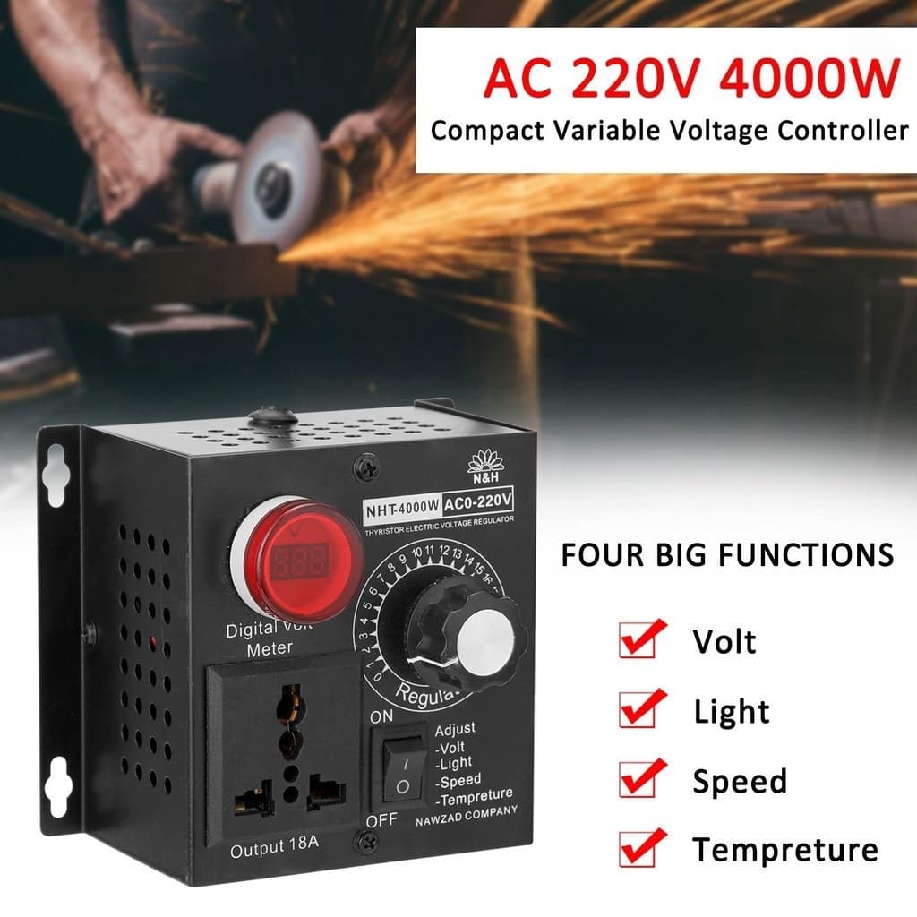 เครื่องควบคุมแรงดันไฟฟ้า 4000W AC 220V ควบคุมมอเตอร์และความร้อน แบบพกพา ทนทาน ปรับความเร็วได้ละเอียด รูปที่ 3