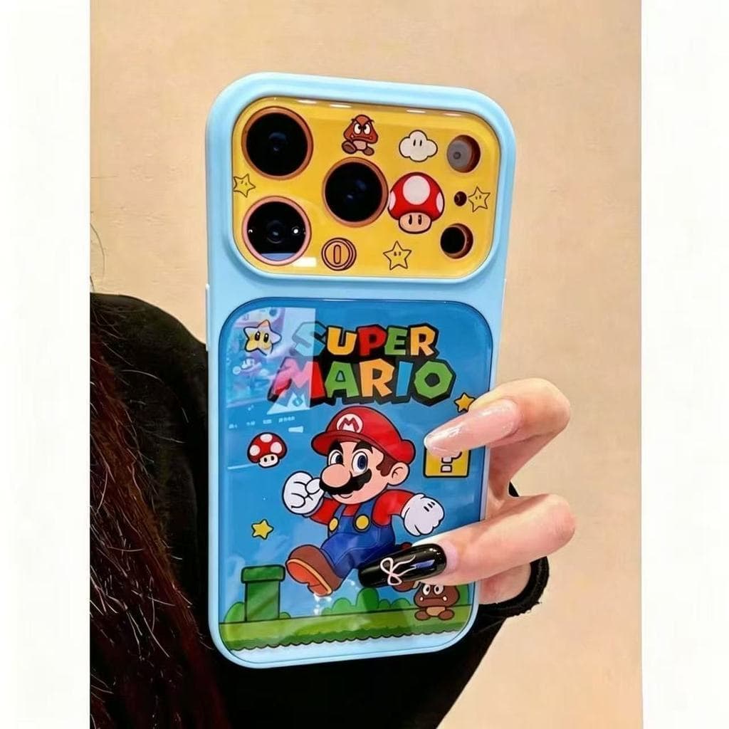 เคสโทรศัพท์หน้าต่างขนาดใหญ่เหมาะสําหรับ iPhone 11 12 13 14 15 16 17 pro max Breakthrough Mario การ์ตูนวัสดุซิลิโคน รูปที่ 1