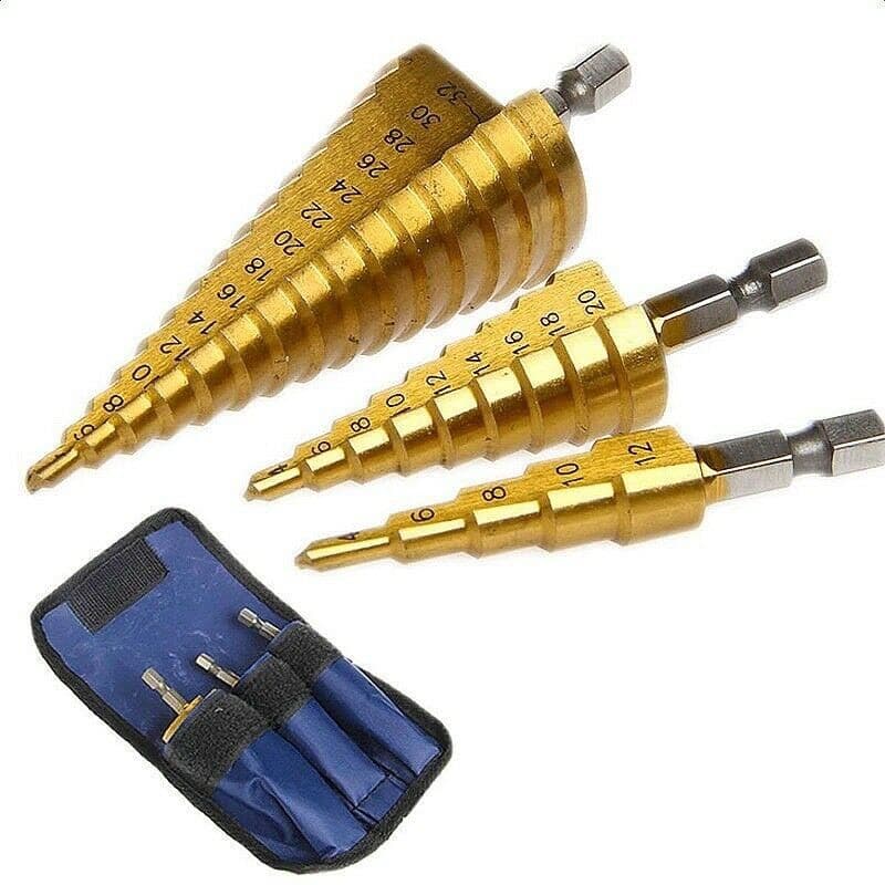 STEP DRILL SET 5 ดอกสว่านเจาะขยายรู ดอกสว่านทรงเจดีย์ ดอกเจาะคว้านรู ชุบไทเทเนียม อย่างดี 5 ขิ้น ล็อตสุดท้าย รูปที่ 8